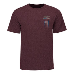 Dodge Power Brokers NHRA U.S. Nationals Event Retro T-Shirt In Maroon - Front View