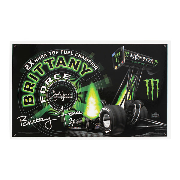 Brittany Force Monster Banner In Black & Green - Front View