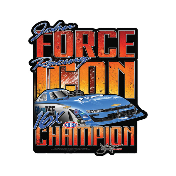John Force Icon Decal In Orange & Blue - Front View