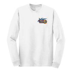 Retro Brute Force Performance Long Sleeve T-Shirt in White - Front View