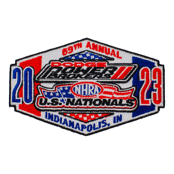 Dodge Power Brokers NHRA U.S. Nationals Event Emblem In Red, White & Blue - Front View
