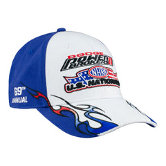 Dodge Power Brokers NHRA U.S. Nationals Event Hat In White, Blue & Red - Angled Right Side View