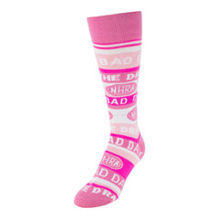 Ladies No Bad Days Crew Socks In Pink - Front Left View