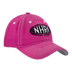 Ladies NHRA Logo Hat In Pink - Angled Right Side View