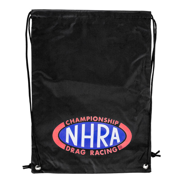 NHRA Logo Cinch Bag In Black - Front View