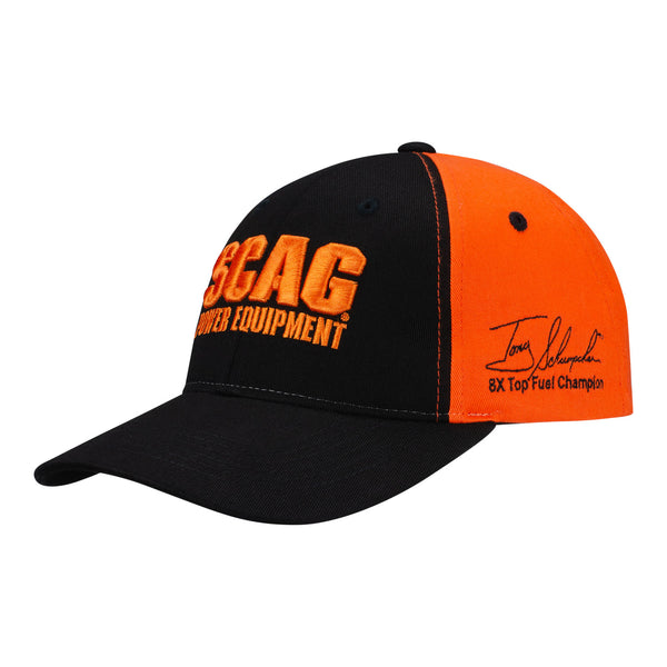 SCAG Power Equipment Hat In Black & Orange - Angled Left Side View