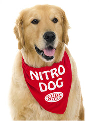 Nitro Dog Bandana In Red - Front View On Dog