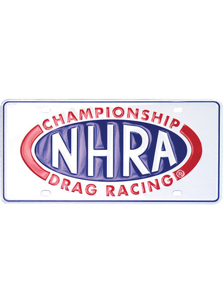 NHRA Logo Metal License Plate In Multi-Color - Front View