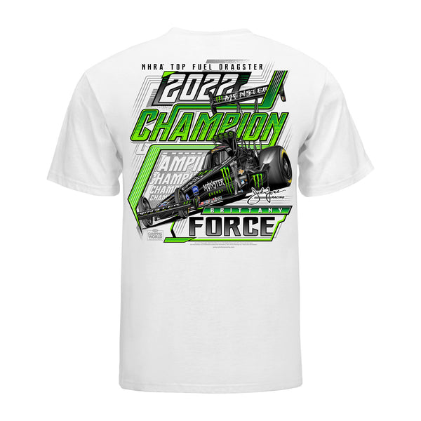 Brittany Force 2022 Top Fuel Champion T-Shirt In White - Back View