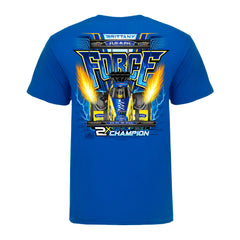 Brittany Force Flav-R-Pac Head On T-Shirt In Blue - Back View