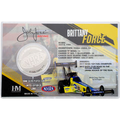 Brittany Force Coin Card In Silver, Black & Yellow - Back View With Coin Inserted