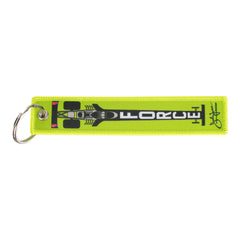 Brittany Force Woven Key Tag In Green & Black - Back View