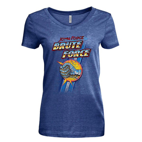 John Force Brute Force Ladies T-Shirt In Blue - Front View