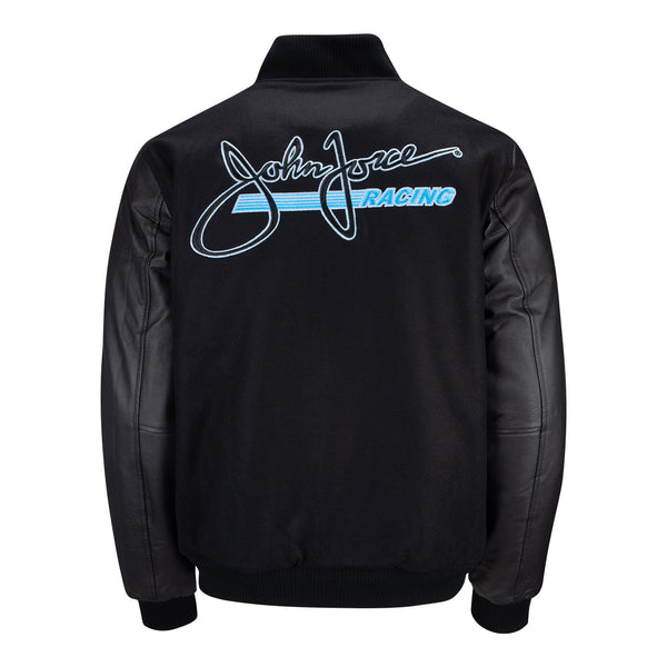 John Force Racing Reversible Leather Jacket In Black - Back View