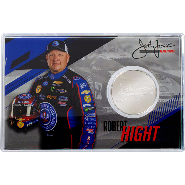 Robert Hight Coin Card In Silver, Black & Blue - Front View With Coin Inserted