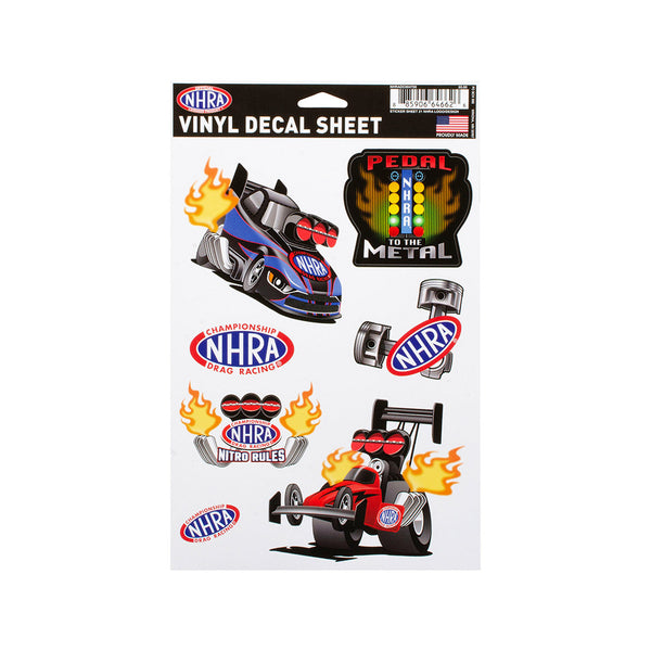 NHRA Sticker Sheet In Multi-Color - Front View
