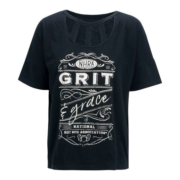 Ladies Grit & Grace T-shirt In Black - Front View
