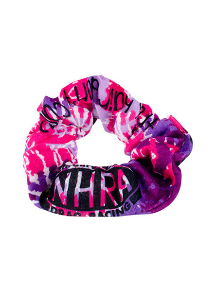 NHRA Tie-Dye Scrunchie In Pink & Purple - Front View