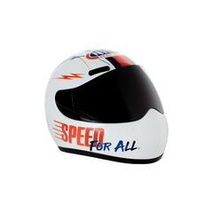 NHRA Speed For All Mini Helmet In White, Red, Black & Blue - Right Side View