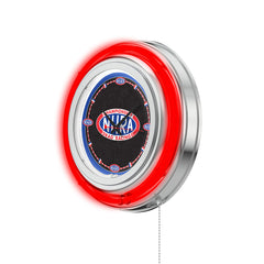 NHRA Logo Red Neon Clock - Left Side View