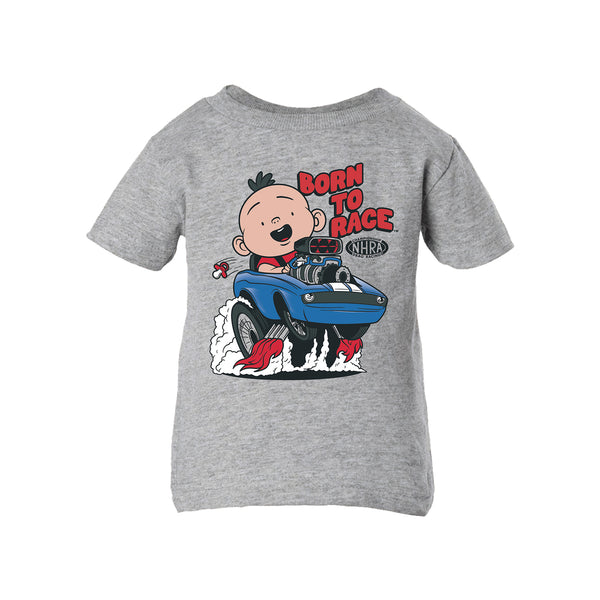 Born to Race Infant T-Shirt In Grey - Front View