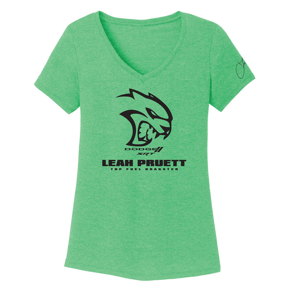 Ladies Leah Pruett Hellcat Signature T-Shirt In Green & Black - Front View