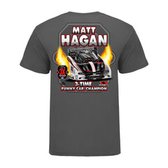 Matt Hagan Funny Car Champ T-Shirt in Charcoal - Back View