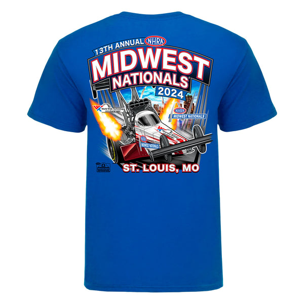 NHRA Midwest Nationals Event Shirt- Neon Blue - Back View