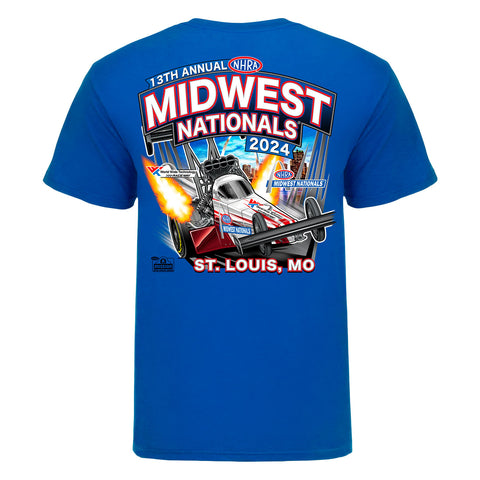 NHRA Midwest Nationals Event Shirt- Neon Blue - Back View