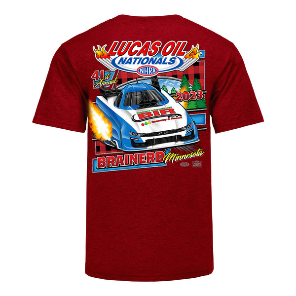 Lucas Oil NHRA Nationals Event T-Shirt In Red - Back View