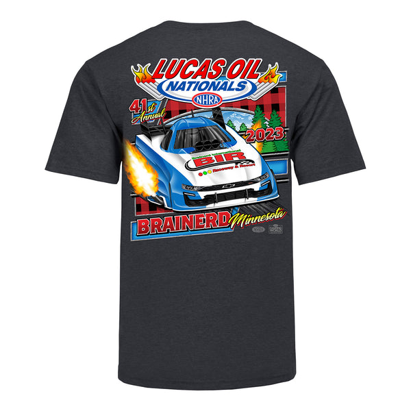 Lucas Oil NHRA Nationals Event T-Shirt In Grey - Back View