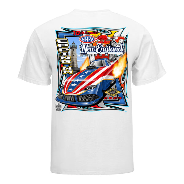 NHRA New England Nationals Event T-Shirt In White - Back View