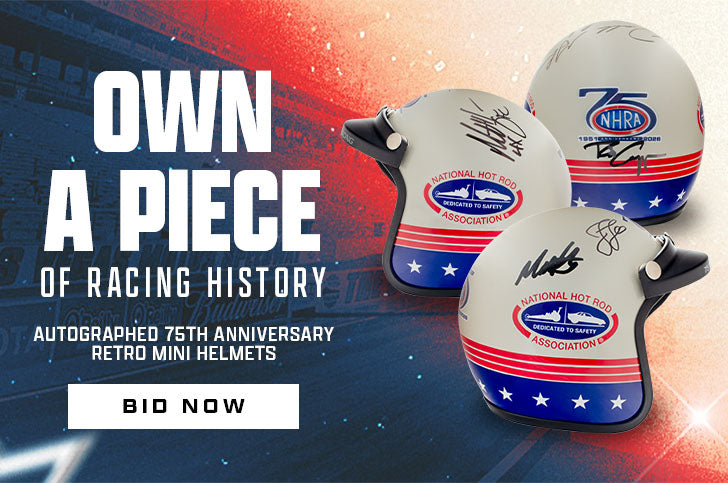 Own A Piece Of Racing History Autographed 75th Anniversary Retro Mini Helmets BID NOW