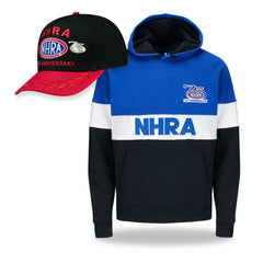 75th Anniversary Hat & Sweatshirt Bundle: Colorblock Hoodie & Black/Red Collectors Pin Hat