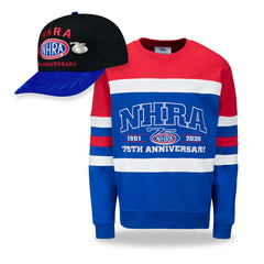 75th Anniversary Hat & Sweatshirt Bundle: Crewneck & Black/Blue Collectors Pin Hat