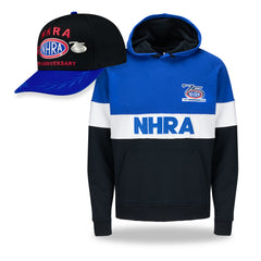 75th Anniversary Hat & Sweatshirt Bundle: Colorblock Hoodie & Black/Blue Collectors Pin Hat