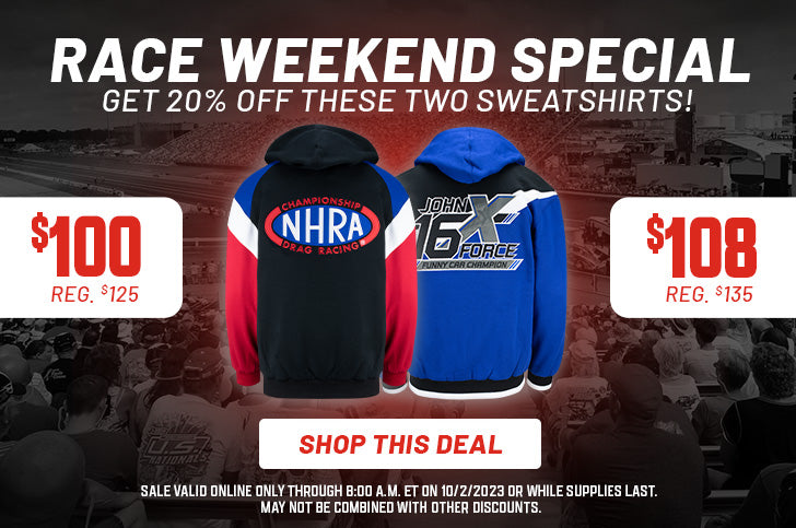 Race Weekend Special Get 20% Off These Two Sweatshirts! SHOP THIS DEAL