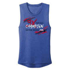 Antron Brown Ladies 3X Champ Muscle Tank In Blue - Front View