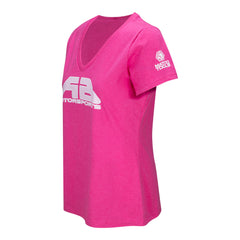 AB Motorsports Ladies Shirt in Pink - Angled Left Side View