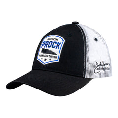 Austin Prock Funny Car Hat in Black and White - Angled Left Side View