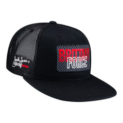 Brittany Force Name Flatbill Snap Hat in Black - Right side view