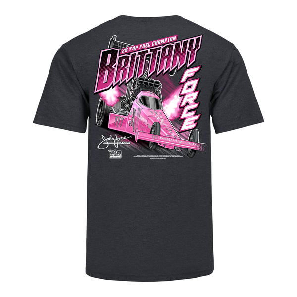 Brittany Force Tonal Pink Dragster T-Shirt - Back View
