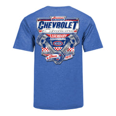 Chevy Racing Retro T-Shirt In Blue - Back View