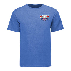Chevy Racing Retro T-Shirt In Blue - Front View