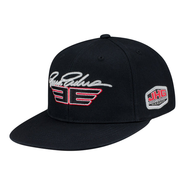 Erica Enders Signature Flatbill Snap Hat in Black - Front left View