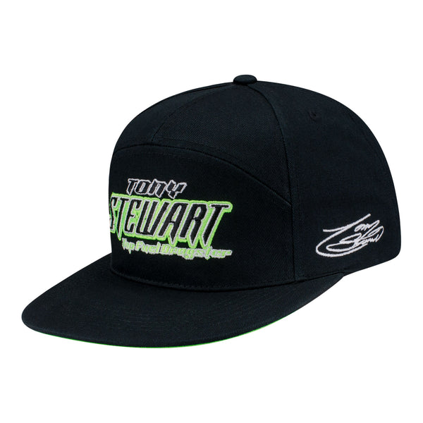 Tony Stewart Top Fuel Dragster Flatbill Snap Hat In Black & Green - Angled Left Side View