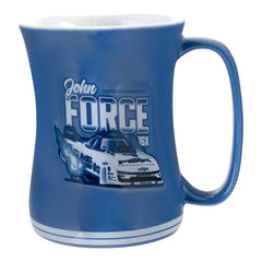 John Force Sculpted Mug In Blue & White - Right Side View