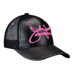 Ladies John Force Glitter Hat in Black - Angled Right Side View