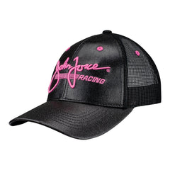 Ladies John Force Glitter Hat in Black - Angled Left Side View