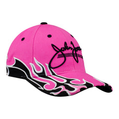 Ladies John Force Flame Hat in Pink - Angled Right Side View